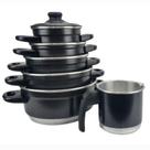 Jogo De Panela Alumínio 5 Pçs Preto Craqueado + Fervedor N12