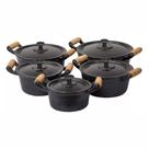 Jogo De Panela Alumínio Fundido Batido Grosso Craqueado Preto 5 Peças Pomel Preto