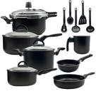 Jogo de Panela Antiaderente 12 peças Teflon Com Panela de Pressão 3 Litros e Kit Utensílios