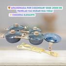 Jogo de Panela Antiaderente com Cabo de Madeira 8 Peças Cozimento Saudável Design Moderno Cozinha Presente Prático Sortida