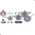 Jogo De Panela Antiaderente de Aluminio Cinza 21 Pçs Linda!