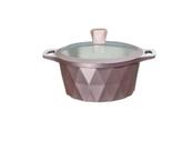Jogo de Panela Cerâmica 5 peças Cozinha Indução Diamante Marmorizada Rose Bege