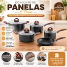 Jogo De Panela De Jantar Conjunto Antiaderente Com Tampa De Vidro Premium 5 Pçs Com Indução e Fogão Normal Fácil De Limpar