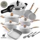 Jogo De Panela Indução Cerâmica E Panela De Pressão Ceramic Life Gris Brinox 11 Peças
