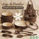 Jogo de Panelas 15 Peças Antiaderente para Forno Fogão Indução Elétrico Gás Conjunto com Alça Removível Antitérmico SoftTouch
