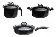 Jogo De Panelas 3 Peças Indução Cooktop Lenha E Gás