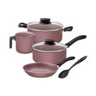 Jogo De Panelas 4 Peças Rosa Linz Antiaderente e Colher Tramontina Jogo De Panelas 4 Peças Rosa Linz Antiaderente e Colher Tramontina