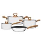 Jogo de Panelas 4 Peças Tramontina Brava Antiaderente em Aço Inox com Fundo Triplo Cabos e Alças com Acabamento 65300310 Jogo de Panelas 4 Peças Tramontina Brava Antiaderente em Aço Inox com Fundo Triplo Cabos e Alças com Acabamento 65300310