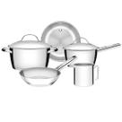 Jogo de Panelas 5 Peças Allegra em Aço Inox com Fundo Triplo e Tampas de Inox Tramontina Jogo de Panelas 5 Peças Allegra em Aço Inox com Fundo Triplo e Tampas de Inox Tramontina