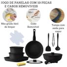 Jogo De Panelas 5 Peças Antiaderente Indução Gás Conjunto Revestido Cerâmica Granito
