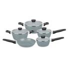Jogo de Panelas 5 Peças Linha Carmela Ceramic-Flon cor Cinza MTA - 8427