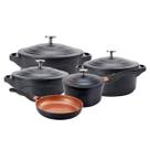 Jogo de Panelas 5 Peças Preta Revestimento Cerâmico LE Cook Jogo de Panelas 5 Peças Preta Revestimento Cerâmico LE Cook