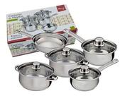 Jogo De Panelas 5 Peças Tampa Vidro Aço Inox Wincy