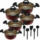 Jogo De Panelas 5 Peças Teflon Com Antiaderente + 5 Espátulas de Nylon Jogo De Panelas 5 Peças Teflon Com Antiaderente + 5 Espátulas de Nylon