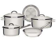 Jogo De Panelas 5 Peças Tramontina Fundo Triplo Aço Inox Alumínio Solar Cozinha Conjunto - 65510780