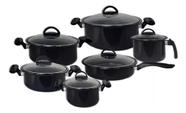 Jogo de panelas 6 peças cerâmica indução cooktop lenha tampa de vidro