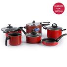 Jogo De Panelas 6 Peças Com Panela De Pressão 4,5L Vermelho Jogo De Panelas 6 Peças Com Panela De Pressão 4,5L Vermelho