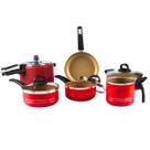 Jogo de panelas 6 peças com panela pressão 4,5L vermelho