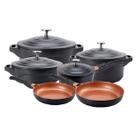 Jogo de Panelas 6 Peças Preta Revestimento Cerâmico LE Cook Jogo de Panelas 6 Peças Preta Revestimento Cerâmico LE Cook