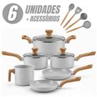 Jogo de Panelas 6 Peças Revestimento Cerâmico Indução 4 Utensílios