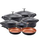 Jogo de Panelas 7 Peças Preta Revestimento Cerâmico LE Cook Jogo de Panelas 7 Peças Preta Revestimento Cerâmico LE Cook