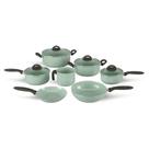 Jogo de Panelas 7 Peças Verde em Alumínio Antiaderente Ceramic Life Suprema Brinox