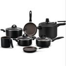 Jogo de Panelas 7pçs Com Panela de Pressçao 7,5L Brinox Ceramic Life Preta