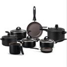 Jogo de Panelas 8pçs Com 2 Panelas de Pressão 4,5 e 3L Brinox Ceramic Life Preta