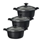 Jogo de Panelas Aa 26a30 Caçarola Alumínio Antiaderente Cerâmica 26 a 30cm Preto Javali Jogo de Panelas Aa 26a30 Caçarola Alumínio Antiaderente Cerâmica 26 a 30cm Preto Javali