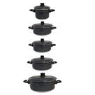 Jogo De Panelas Alumínio Craqueado 5 Peças Preta
