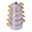 Jogo de Panelas Alumínio Puro Fundido Batido Grosso 5 Peças - Puxador Preto