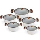 Jogo De Panelas Antiaderente 5 Peças Varias Cores Tampa De Vidro