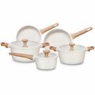 Jogo de Panelas Antiaderente Cerâmica Kit 5 Peças Indução Titanium Natural