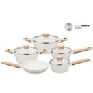 Jogo de Panelas Antiaderente Ceramica Vanilla Cooktop Fogão Indução Kit Carmela 5 Peças Conjunto