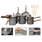 Jogo de Panelas Antiaderente Cerâmico Fogão Indução Kit 11 Peças Cook Marmol