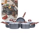 Jogo De Panelas Antiaderente Induçã 5 Peças Brinox Ceramic Life Smart Plus Cor Granito