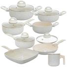 Jogo de Panelas Antiaderente Revestimento Cerâmica Ibiza Vanilla Premium 8 Peças - Casambiente