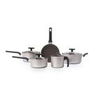 Jogo de Panelas Brinox Antiaderente Ceramic Life 5 Peças Essence Champanhe