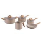 Jogo de Panelas Brinox Antiaderente Ceramic Life 5 Peças Smart Plus com Indução Areia