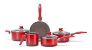 Jogo de Panelas Brinox Antiaderente Ceramic Life Easy Vermelho 5 Peças