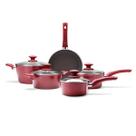 Jogo de panelas Brinox Optima vermelho 5 peças em alumínio: Versatilidade, design e fundo para Indução