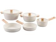 Jogo de Panelas Brinox Revestimento Cerâmico Creme 5 Peças Ceramic Life Nordic Indução