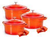 Jogo De Panelas Caçarolas 6 Peças Ceramica Indução Le Cook Laranja
