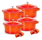 Jogo De Panelas Caçarolas 8 Peças Ceramica Indução Le Cook