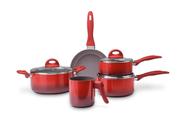 Jogo De Panelas Ceramic Life Brinox Magnólia 5 Peças Vermelho