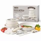 Jogo de Panelas Cerâmica 18 peças Antiaderente Cabo Removível Kit Completo Branco Compatível com Indução Gás Elétrico com Tampas Utensílios Silicone