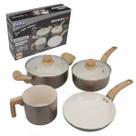 Jogo de Panelas Ceramica 4 Peças Branca Vanilla Premium Caçarola Fervedor e Frigideira
