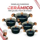 Jogo De Panelas Cerâmica Preta Antiaderente 5 Peças PretoTampa De Vidro