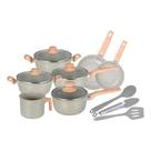 Jogo de Panelas Com 10 Peças Neuhaus Marble Life Cerâmico Antiaderente e Acessórios em Silicone - Light Grey