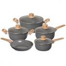 Jogo de Panelas Com 5 Peças Oster Marble Life Cerâmico Antiaderente - Dark Grey